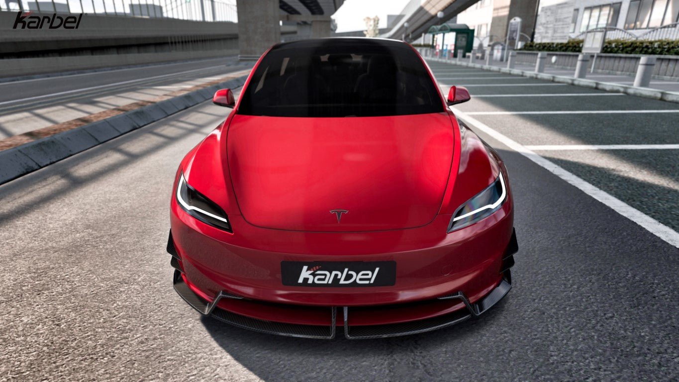 Karbel Pre - preg Carbon Fiber Front Lip for Tesla Model 3 Highland 2024 - ON Aftermarket Carbon Fiber Part / Bodykit - Robot Bodykits