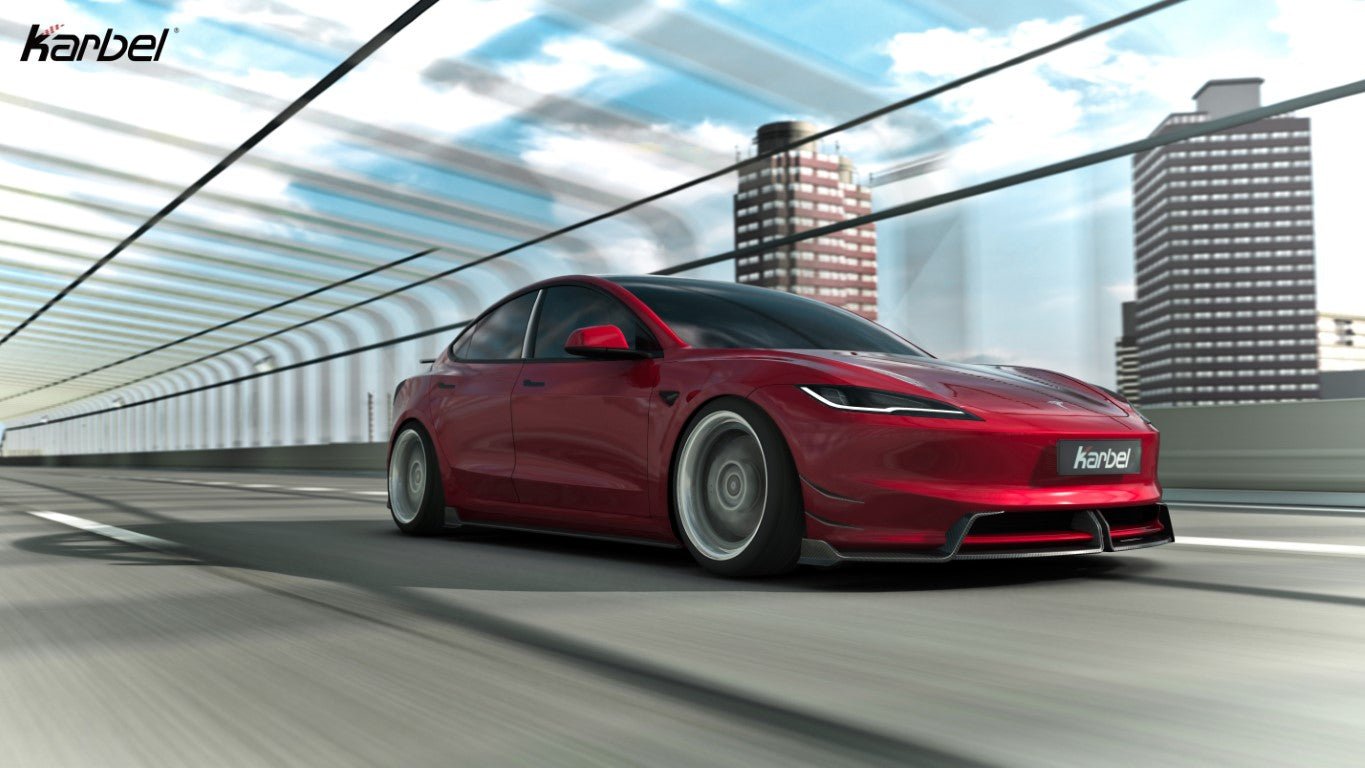 Karbel Pre - preg Carbon Fiber Side Skirts for Tesla Model 3 Highland / P 2024 - ON Aftermarket Carbon Fiber Part / Bodykit - Robot Bodykits