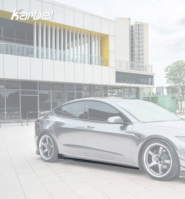 Karbel Pre - preg Carbon Fiber Side Skirts for Tesla Model 3 Highland / P 2024 - ON Aftermarket Carbon Fiber Part / Bodykit - Robot Bodykits