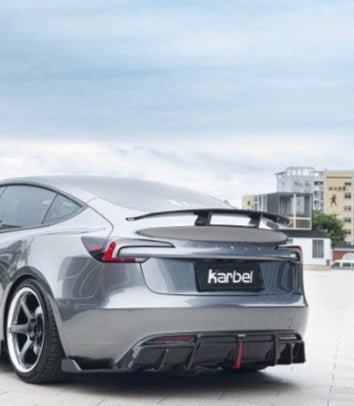 Karbel Pre - preg Carbon Fiber With Light Rear Diffuser & Canards for Tesla Model 3 Highland / P Aftermarket Carbon Fiber Part / Bodykit - Robot Bodykits