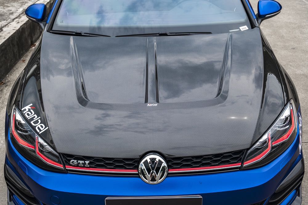 KARBEL - Volkswagen Golf Mk7 Mk7.5 Dry - Carbon Fibre Bonnet / Hood Aftermarket Carbon Fiber Part / Bodykit - Robot Bodykits