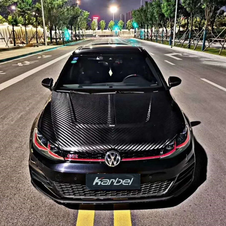 KARBEL - Volkswagen Golf Mk7 Mk7.5 Dry - Carbon Fibre Bonnet / Hood Aftermarket Carbon Fiber Part / Bodykit - Robot Bodykits