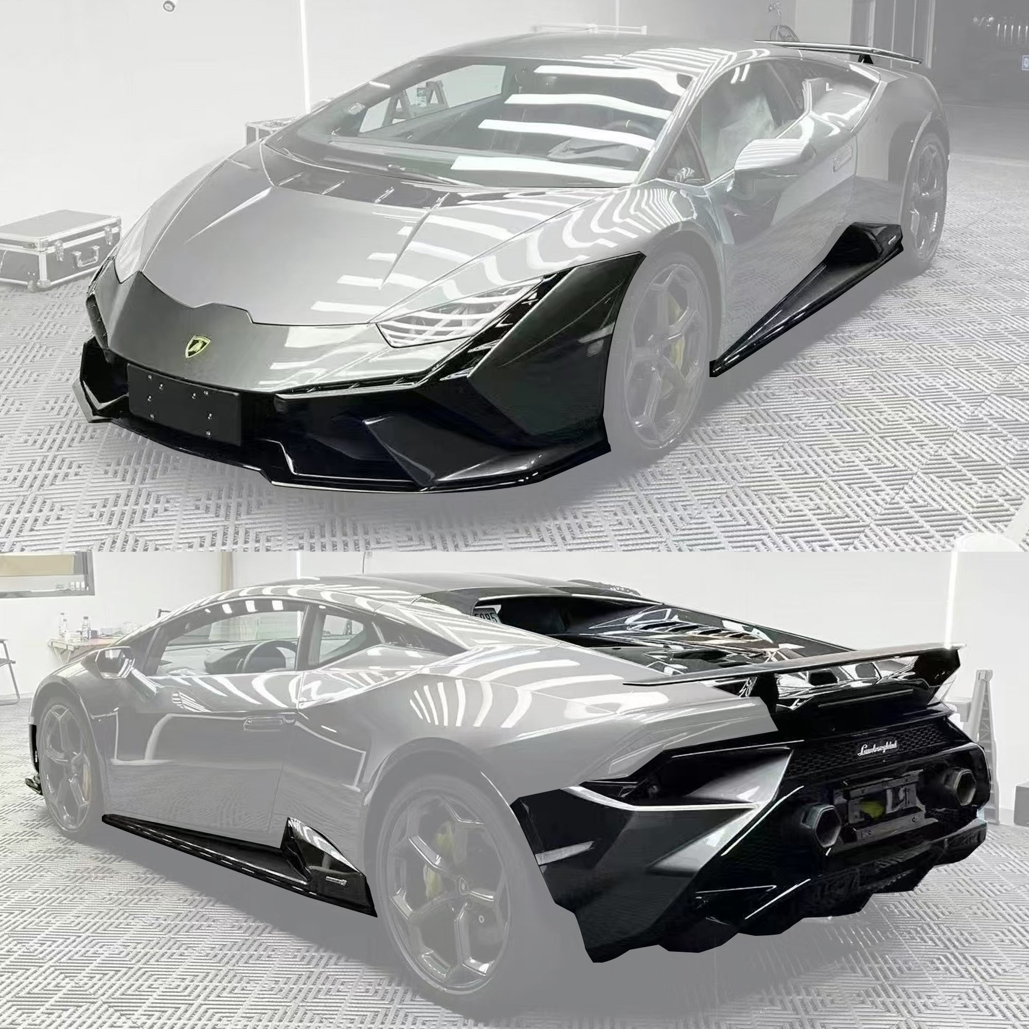Lamborghini Huracan LP580 / LP610 / EVO → Tecnica Conversion Body Kit (PP Material) Aftermarket Carbon Fiber Part / Bodykit - Robot Bodykits