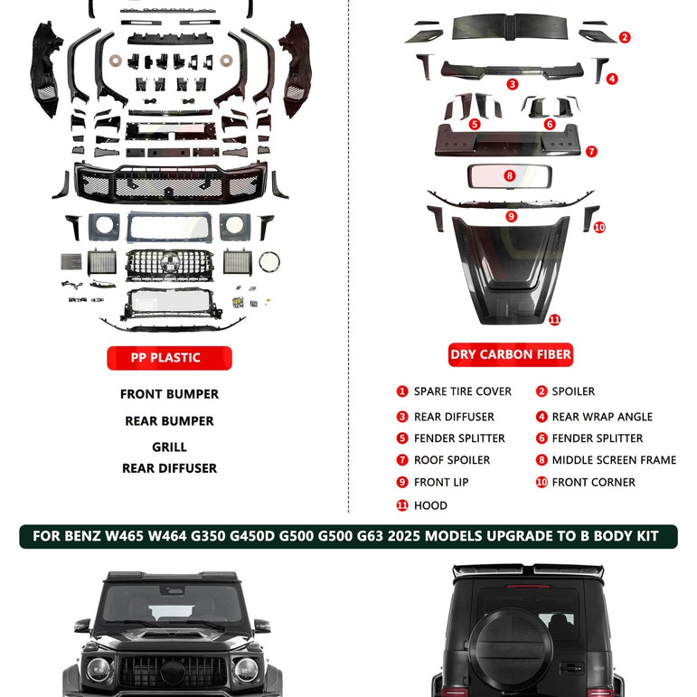 Mercedes - Benz G - Class W464 / W465 (2018–2025) SG800 Carbon Fibre / Plastic Body Kit Aftermarket Carbon Fiber Part / Bodykit - Robot Bodykits