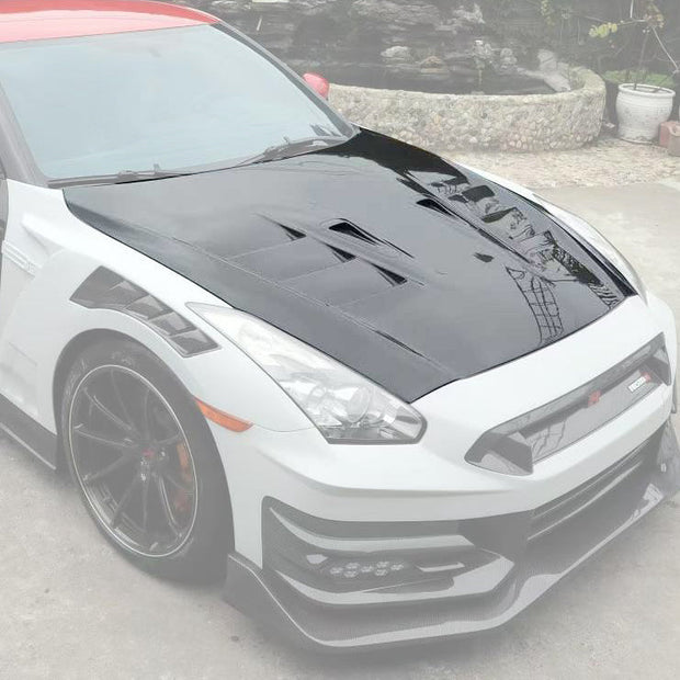 Nissan GTR TS Style 2017+ Prepreg / Dry - Carbon Bonnet Aftermarket Carbon Fiber Part / Bodykit - Robot Bodykits