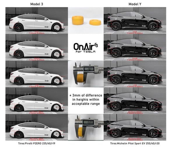 OnAir E3 Series Tesla Model 3 Full Air Suspension System (Fits RWD/AWD & Highland) Aftermarket Carbon Fiber Part / Bodykit - Robot Bodykits