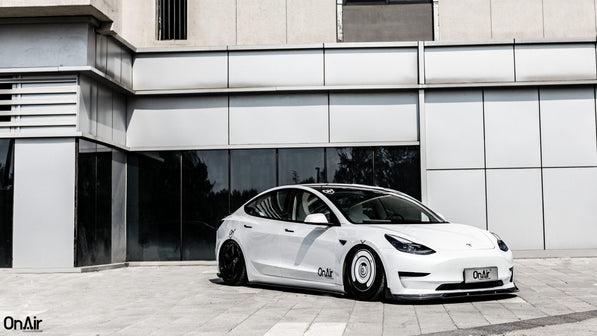 OnAir E3 Series Tesla Model 3 Full Air Suspension System (Fits RWD/AWD & Highland) Aftermarket Carbon Fiber Part / Bodykit - Robot Bodykits
