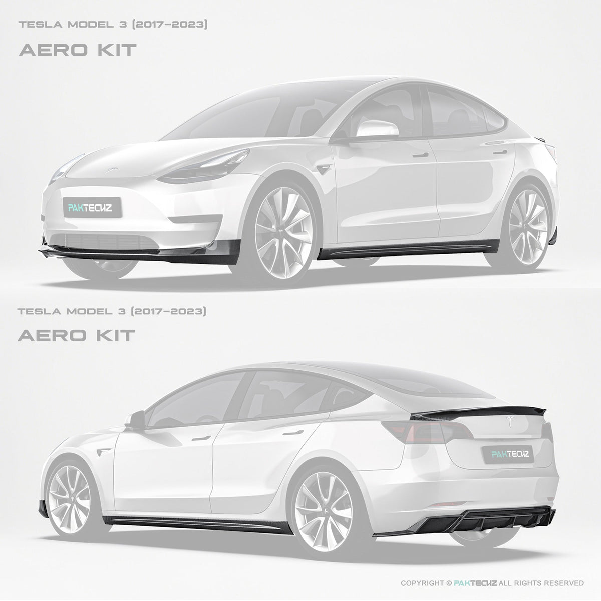 PAKTECHZ Dry Carbon Fibre Bodykit for for Tesla Model 3 2017-2023 Aftermarket Carbon Fiber Part / Bodykit - Robot Bodykits