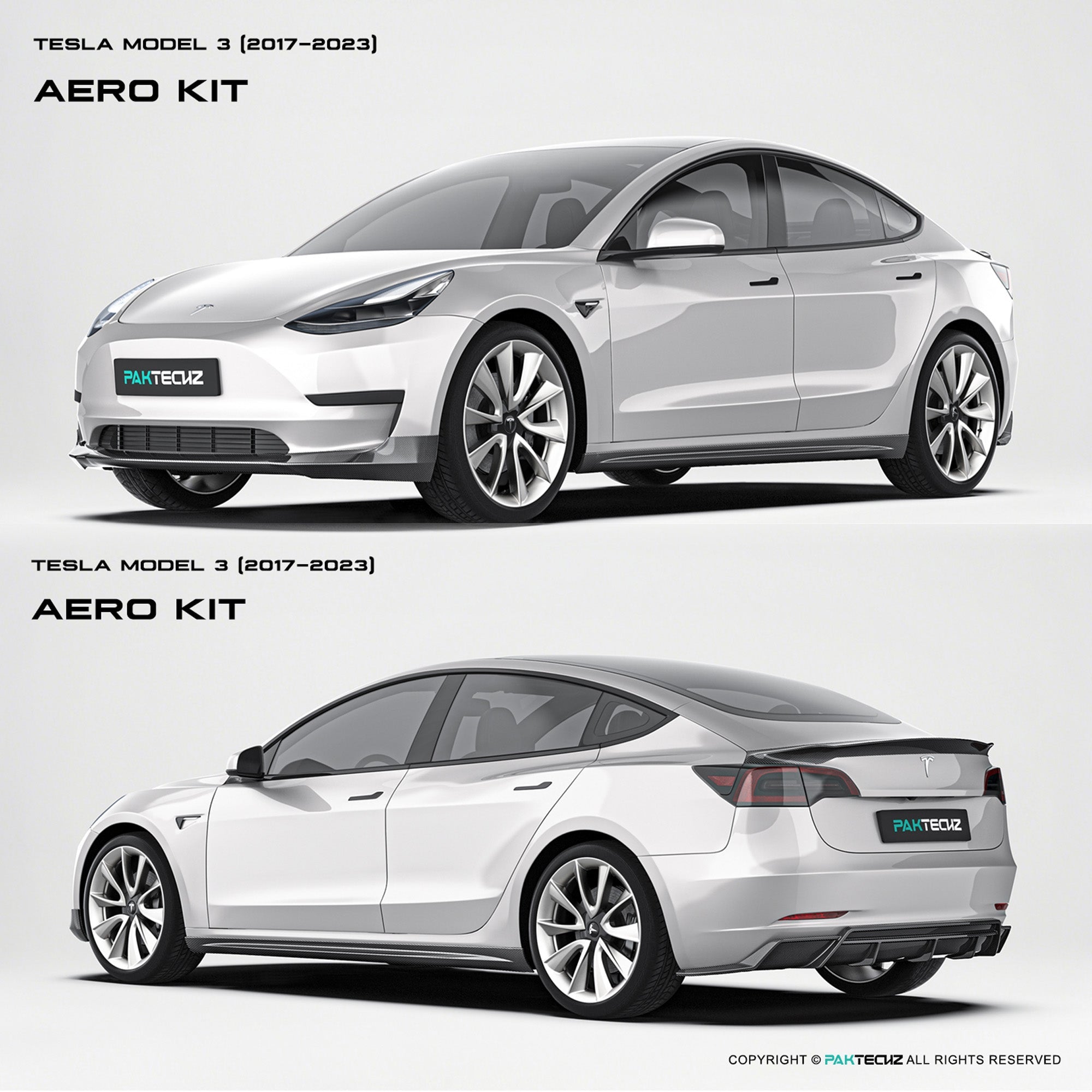 PAKTECHZ Dry Carbon Fibre Bodykit for for Tesla Model 3 2017 - 2023 Aftermarket Carbon Fiber Part / Bodykit - Robot Bodykits