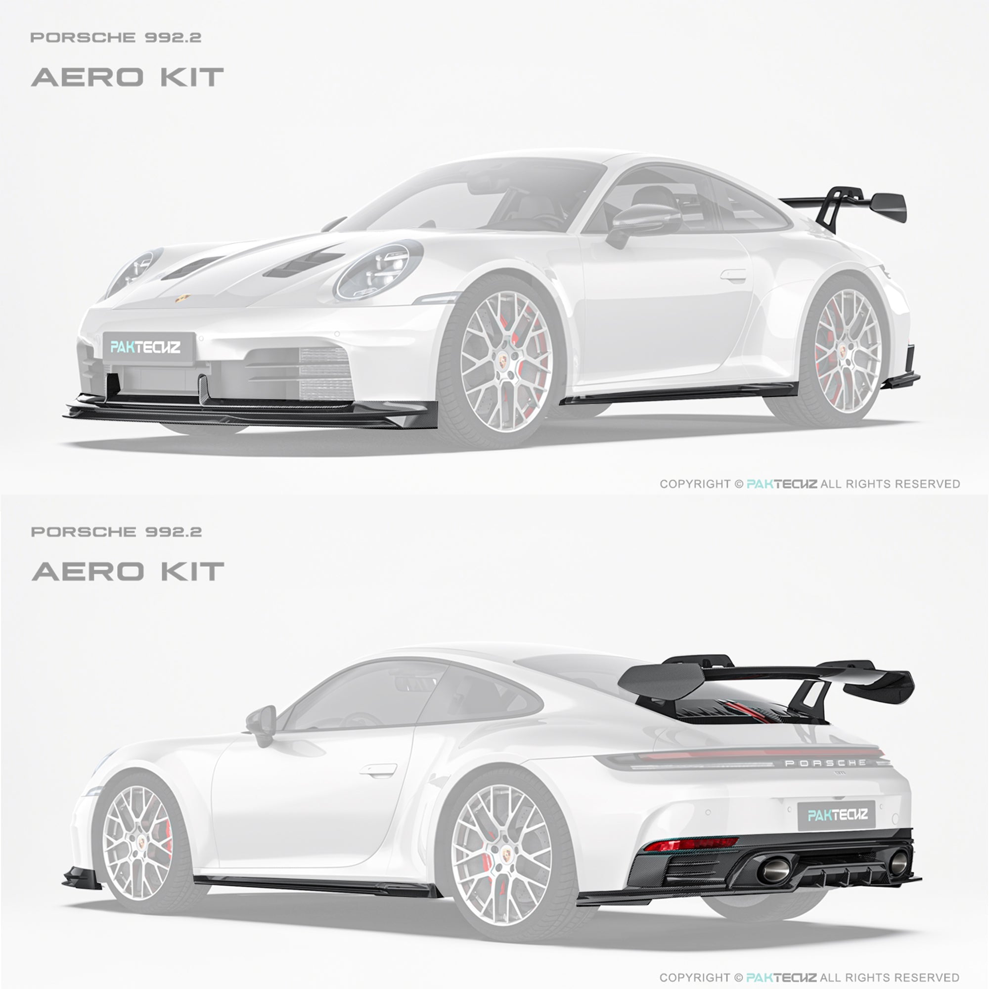 Paktechz Porsche 992.2 Full Dry - Carbon (Prepreg) Aerodynamics Kit Aftermarket Carbon Fiber Part / Bodykit - Robot Bodykits