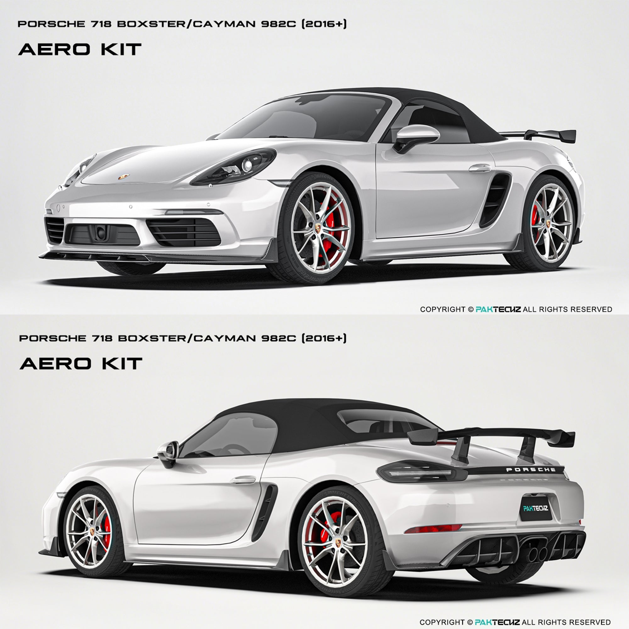 Porsche 718 2016 - 2020 Porsche Cayman / Boxster (GTS is not suitable) Paktechz Full Dry Carbon Aerodynamics kit Aftermarket Carbon Fiber Part / Bodykit - Robot Bodykits