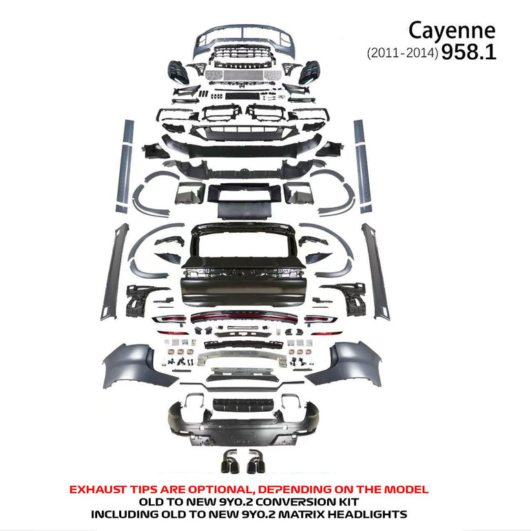 Porsche Cayenne 958.1 2011 - 14 to 2024 GTS (9Y0.2) Conversion Kit Including Headlight & Tail light Aftermarket Carbon Fiber Part / Bodykit - Robot Bodykits