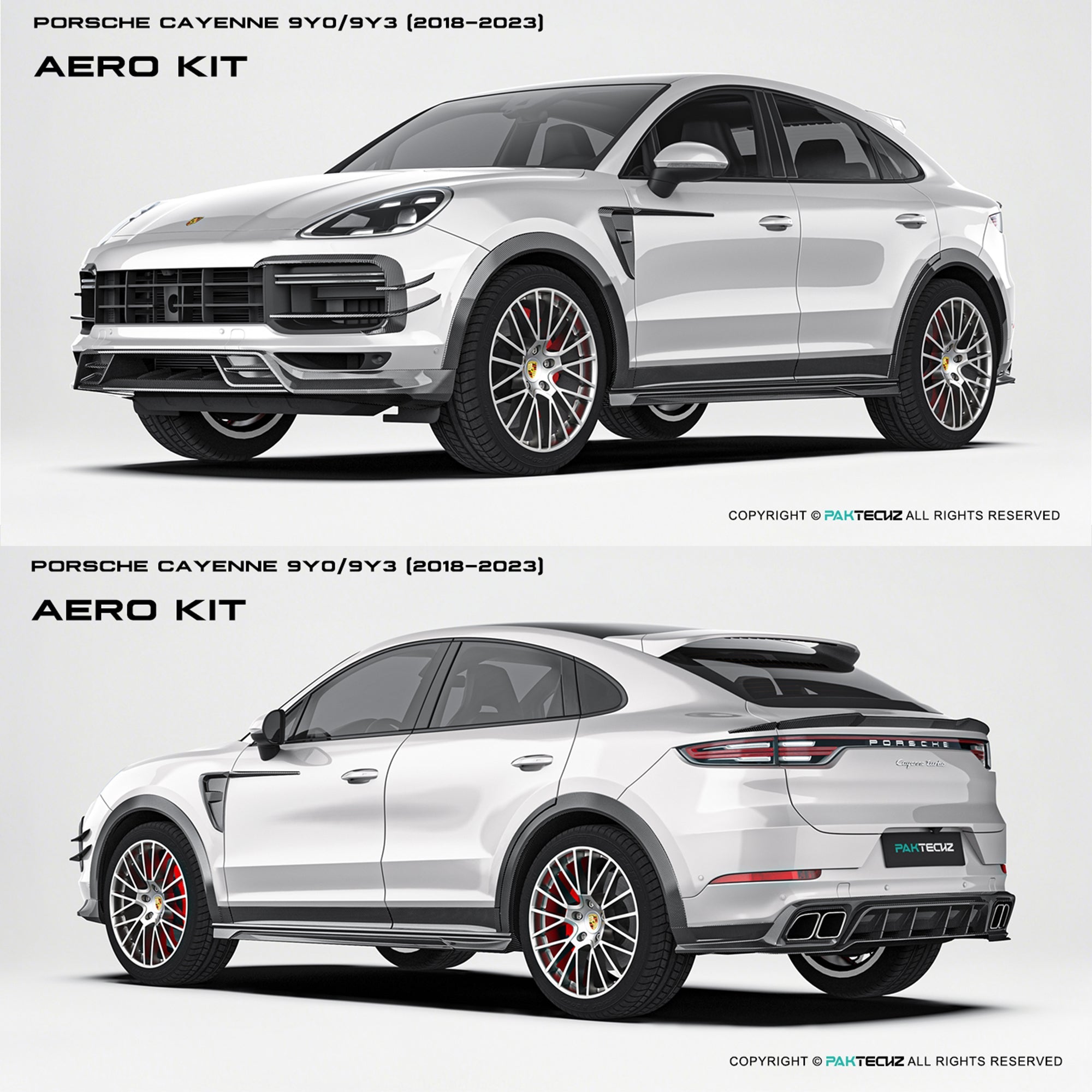 Porsche Cayenne Paktechz Full Dry Carbon Aerodynamics kit 2018-20 Aftermarket Carbon Fiber Part / Bodykit - Robot Bodykits
