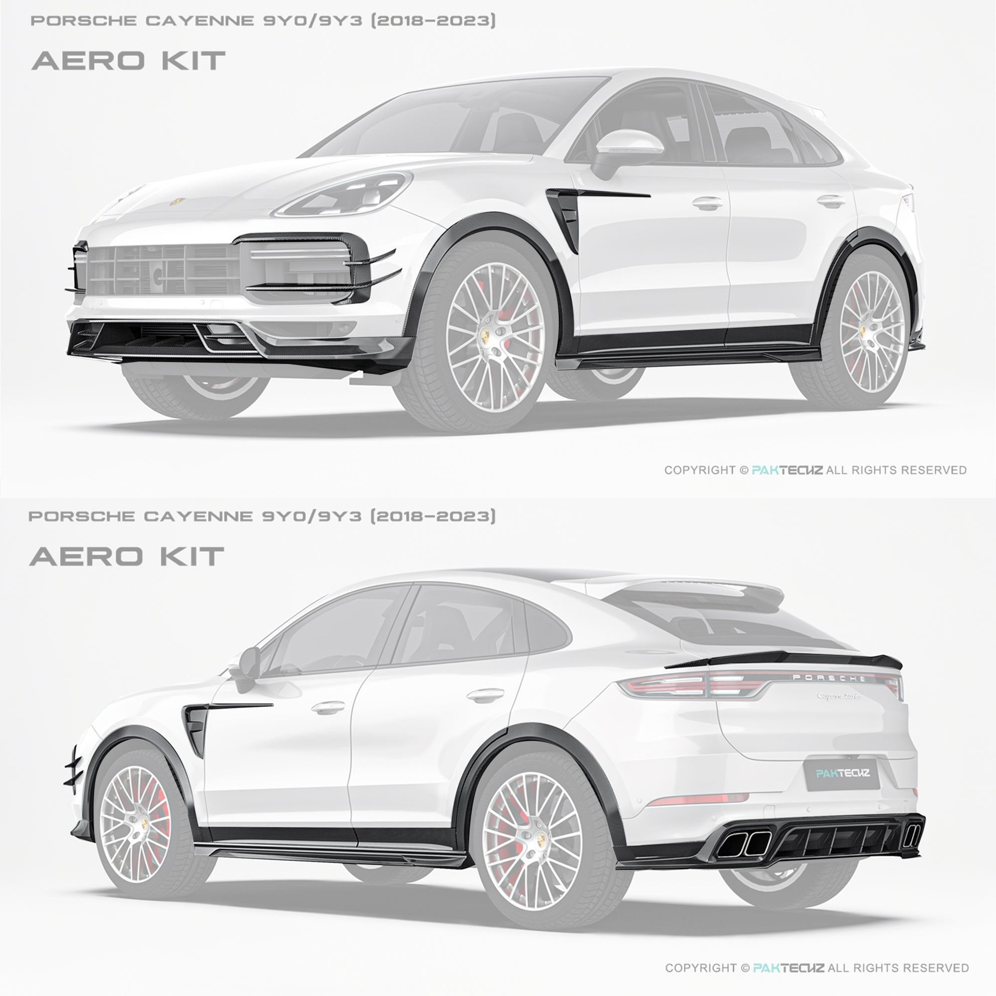 Porsche Cayenne Paktechz Full Dry Carbon Aerodynamics kit 2018-20 Aftermarket Carbon Fiber Part / Bodykit - Robot Bodykits