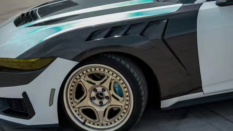 RBT Ford Mustang S650 GT / GT3 Style Carbon Front Arches / Fenders Aftermarket Carbon Fiber Part / Bodykit - Robot Bodykits