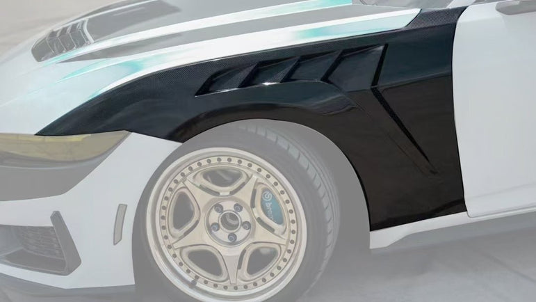 RBT Ford Mustang S650 GT / GT3 Style Carbon Front Arches / Fenders Aftermarket Carbon Fiber Part / Bodykit - Robot Bodykits