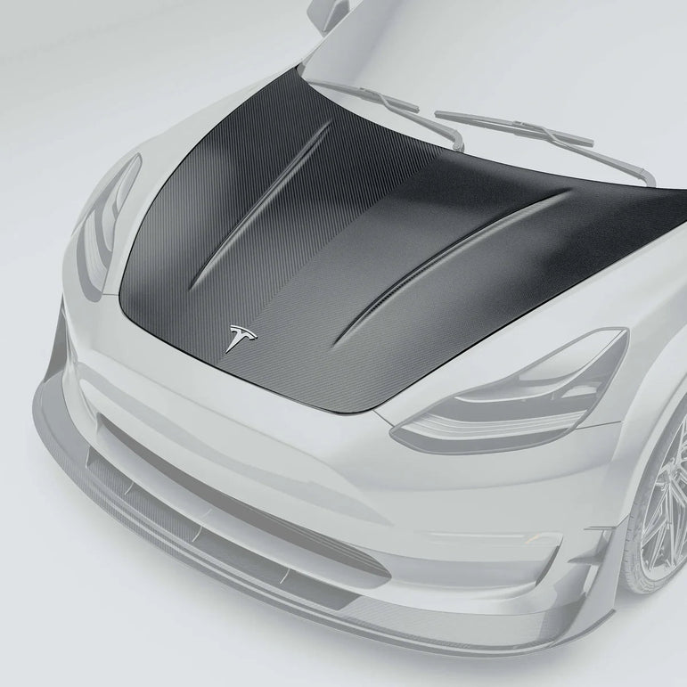 RevoZport Tesla Model 3 2019-2024 (Gen 1) Bonnet Aftermarket Carbon Fiber Part / Bodykit - Robot Bodykits