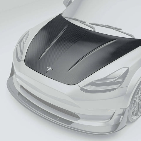 RevoZport Tesla Model 3 2019-2024 (Gen 1) Bonnet Aftermarket Carbon Fiber Part / Bodykit - Robot Bodykits