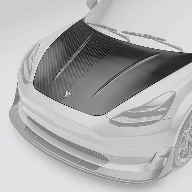 RevoZport Tesla Model 3 2019-2024 (Gen 1) Bonnet Aftermarket Carbon Fiber Part / Bodykit - Robot Bodykits