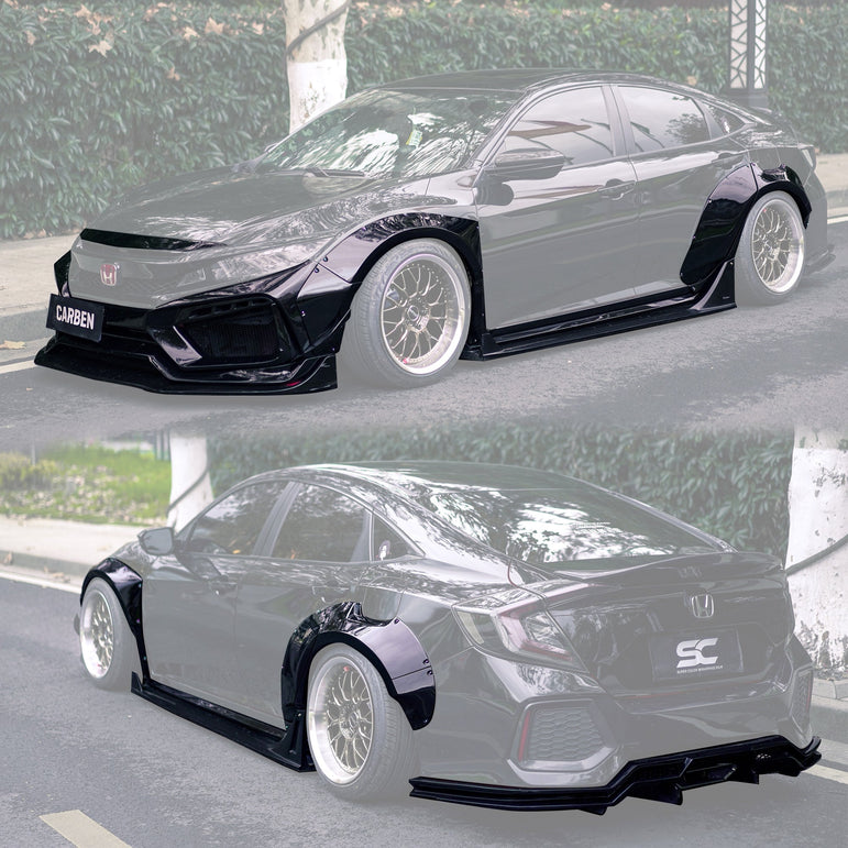 Robot 10th Gen Honda Civic SEDAN FRP Complete Widebody Kit Aftermarket Carbon Fiber Part / Bodykit - Robot Bodykits
