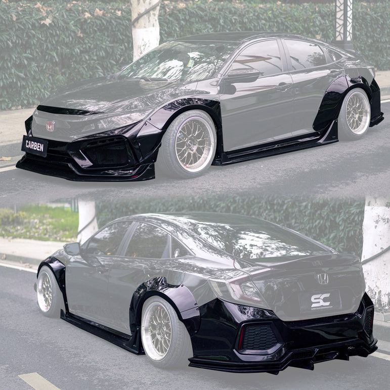 Robot 10th Gen Honda Civic SEDAN FRP Complete Widebody Kit Aftermarket Carbon Fiber Part / Bodykit - Robot Bodykits