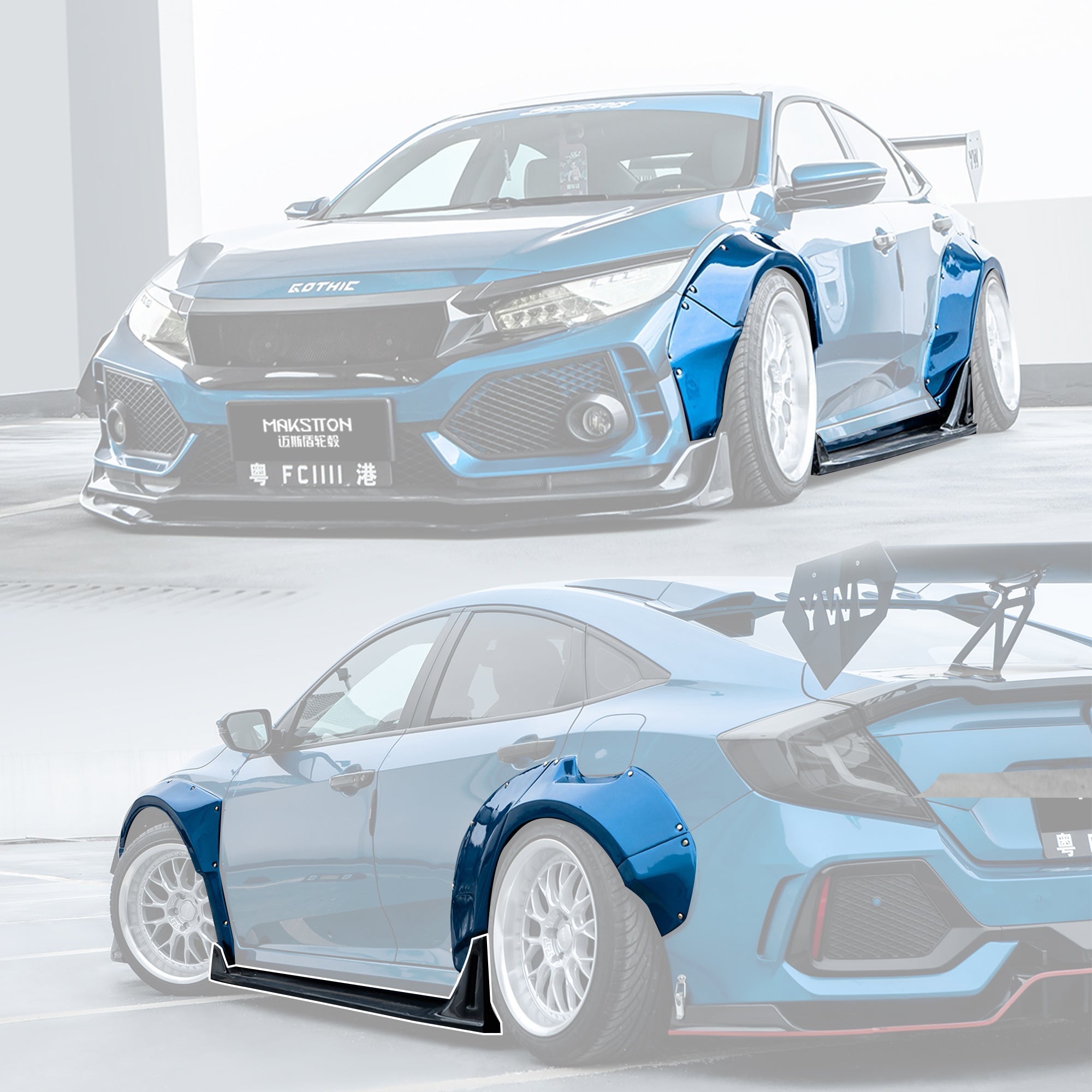 Robot 10th Gen Honda Civic SEDAN / Hatchback FRP Complete Widebody Kit Aftermarket Carbon Fiber Part / Bodykit - Robot Bodykits