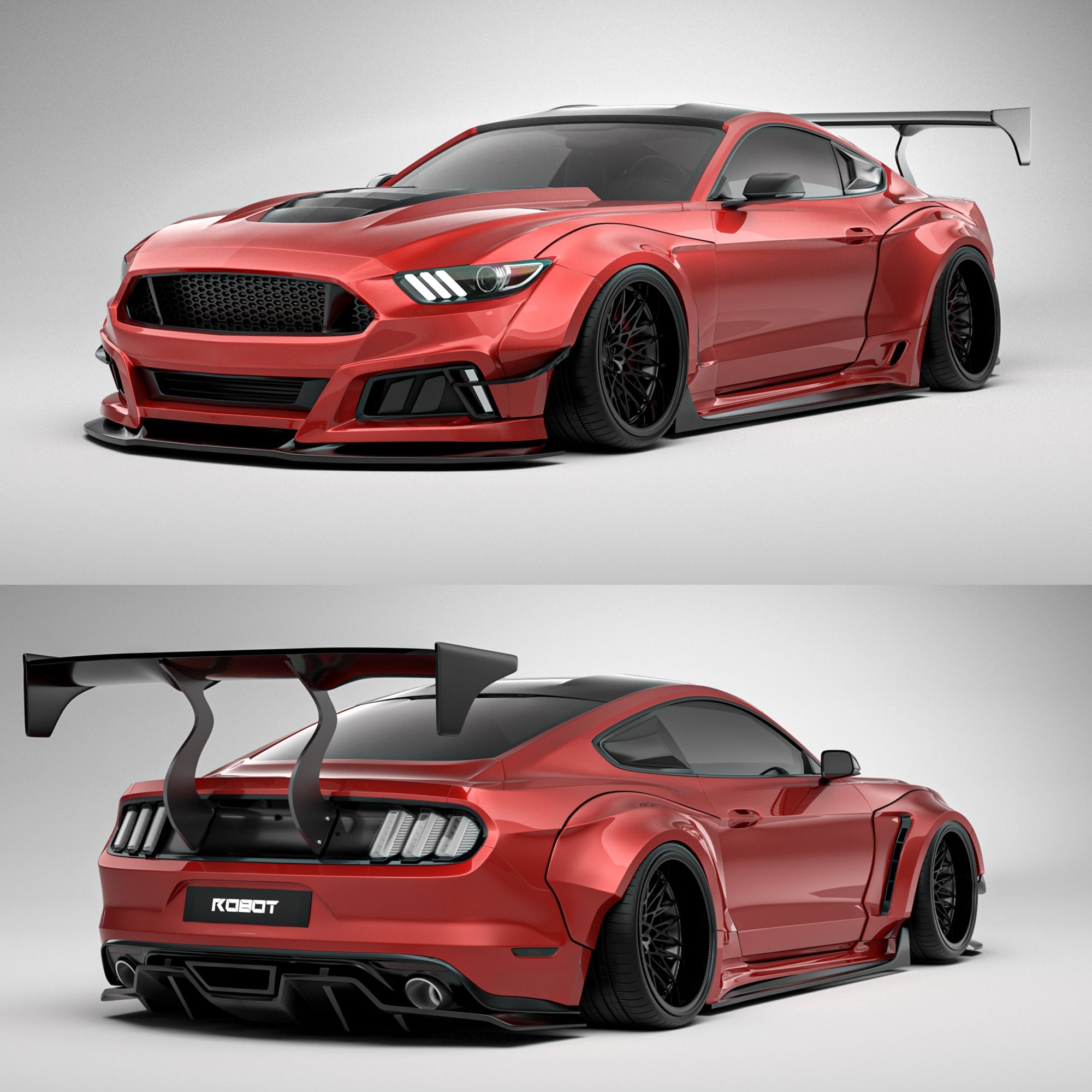Robot Craftsman Ford Mustang V2 Fibre Glass Reinforced Plastic Complete Body Kit 2015-2023 Aftermarket Carbon Fiber Part / Bodykit - Robot Bodykits