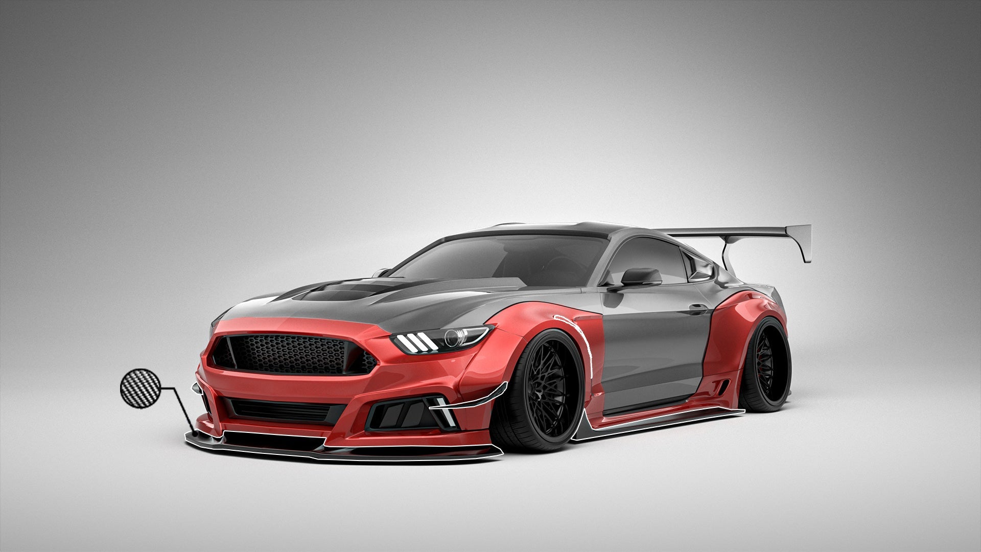 Robot Craftsman Ford Mustang V2 Fibre Glass Reinforced Plastic Complete Body Kit 2015 - 2023 Aftermarket Carbon Fiber Part / Bodykit - Robot Bodykits