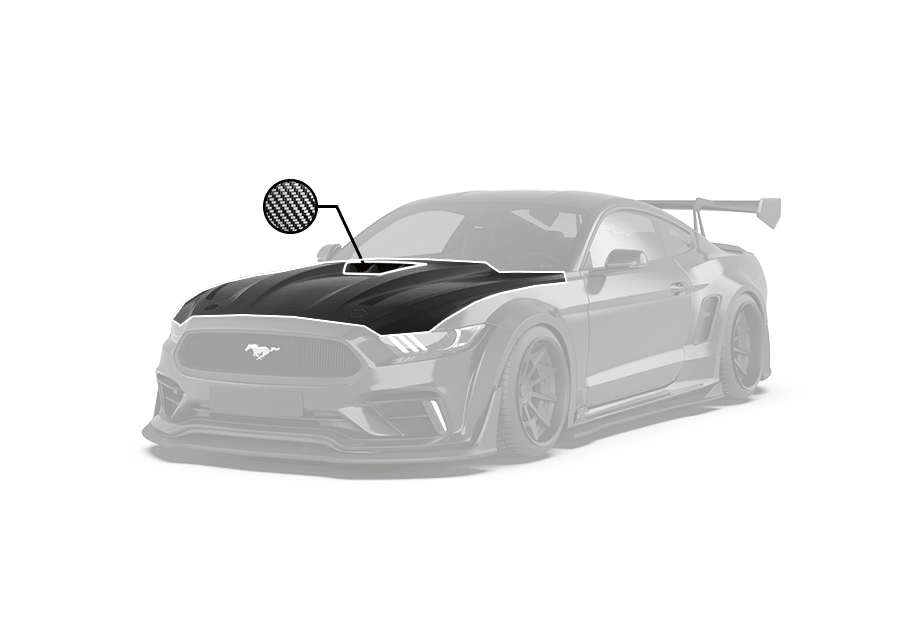 Robot Craftsman Ford Mustang V3 Hood / Bonnet (Fits S550.1 Only) Aftermarket Carbon Fiber Part / Bodykit - Robot Bodykits
