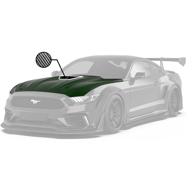 Robot Craftsman Ford Mustang V3 Hood / Bonnet (Fits S550.1 Only) Aftermarket Carbon Fiber Part / Bodykit - Robot Bodykits