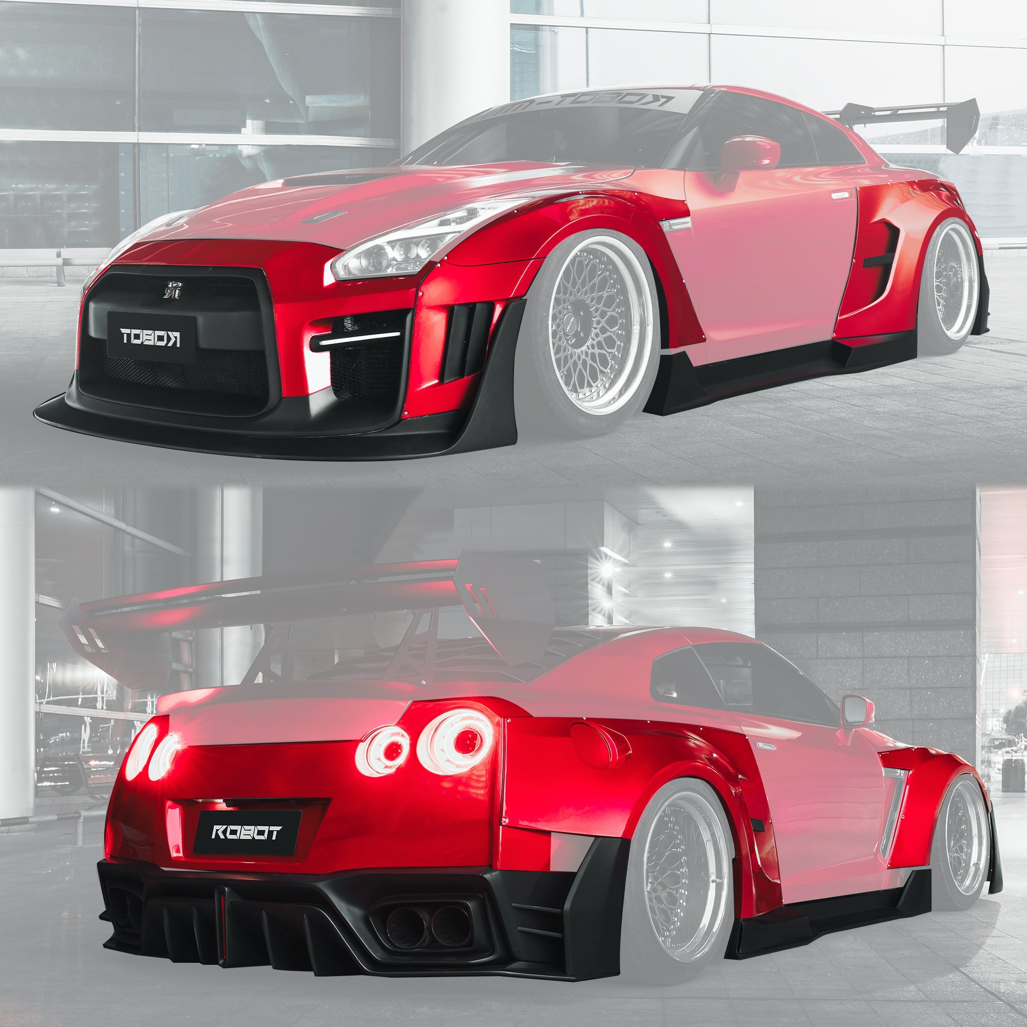 Robot Craftsman Nissan GTR Body Kit R35 WIDEBODY Fibre Glass Reinforced Plastic Complete Body Kit (FRP) Aftermarket Carbon Fiber Part / Bodykit - Robot Bodykits