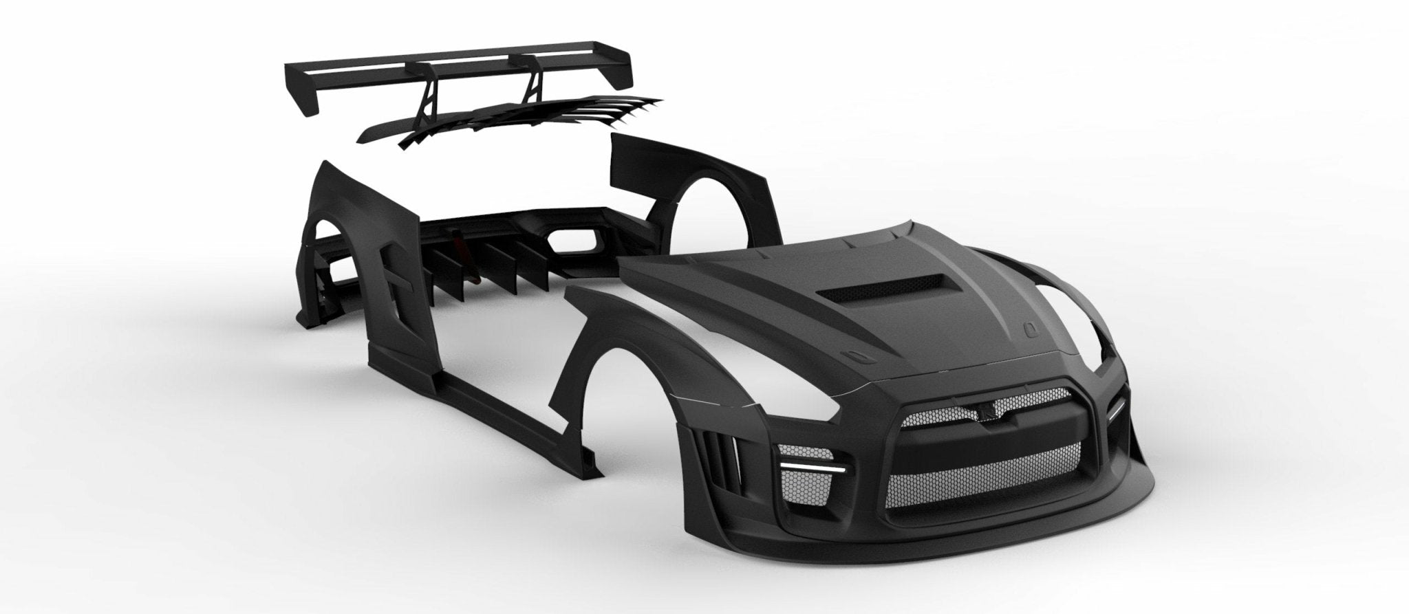 Robot Craftsman Nissan GTR Body Kit R35 WIDEBODY Fibre Glass Reinforced Plastic Complete Body Kit (FRP) Aftermarket Carbon Fiber Part / Bodykit - Robot Bodykits