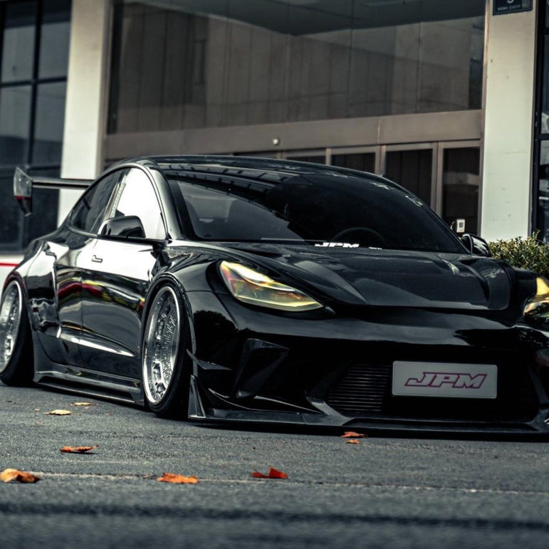 Robot Craftsman Tesla Model 3 2017 - 2023 “HACKER” Widebody FRP & Partial Carbon Full Kit Aftermarket Carbon Fiber Part / Bodykit - Robot Bodykits