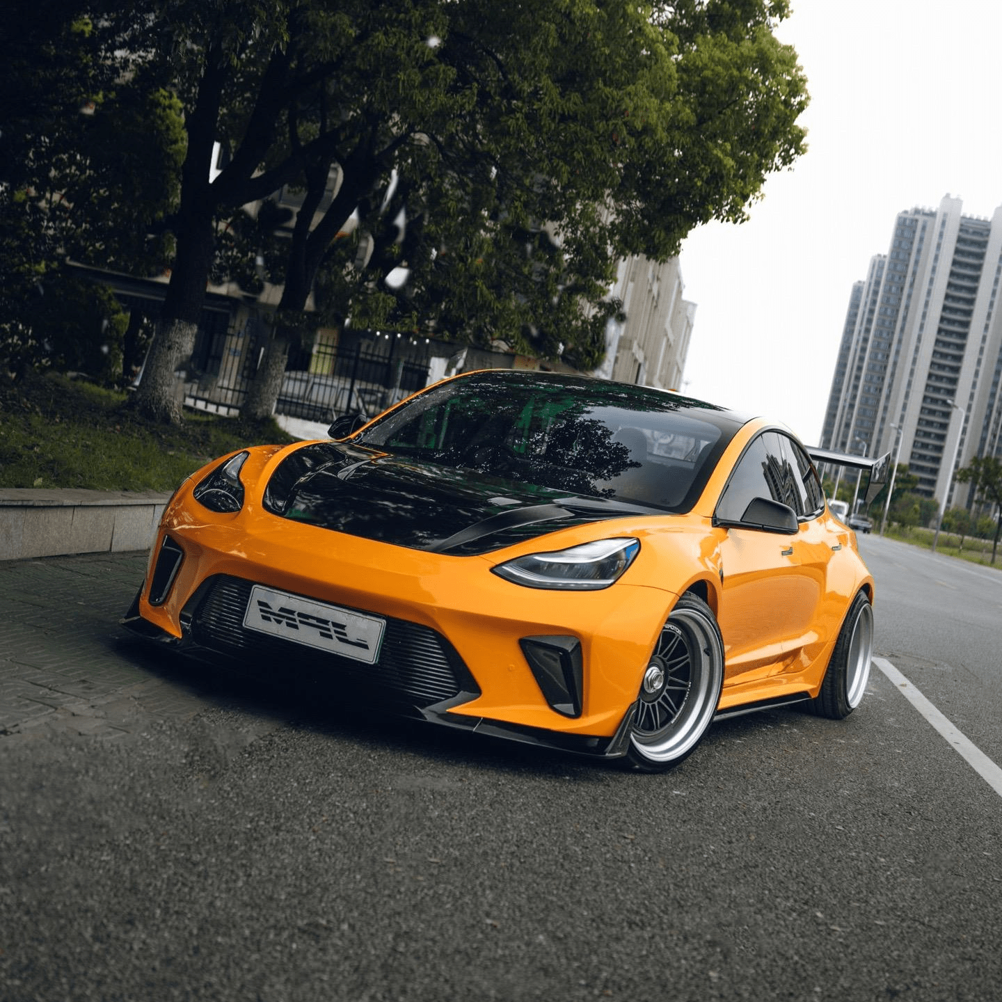 Robot Craftsman Tesla Model 3 2017-2023 “HACKER” Widebody FRP & Partial Carbon Full Kit Aftermarket Carbon Fiber Part / Bodykit - Robot Bodykits