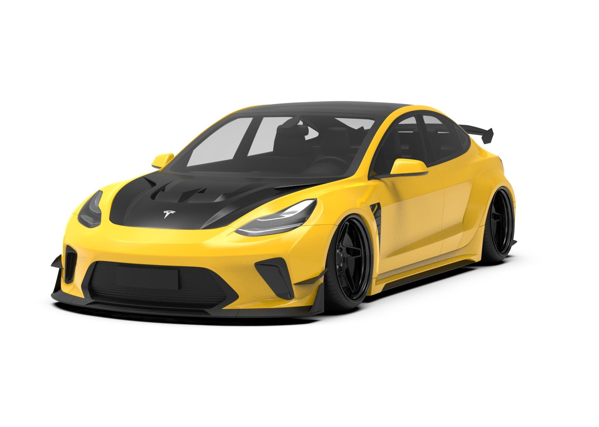 Robot Craftsman Tesla Model 3 2017 - 2023 “HACKER” Widebody FRP & Partial Carbon Full Kit Aftermarket Carbon Fiber Part / Bodykit - Robot Bodykits