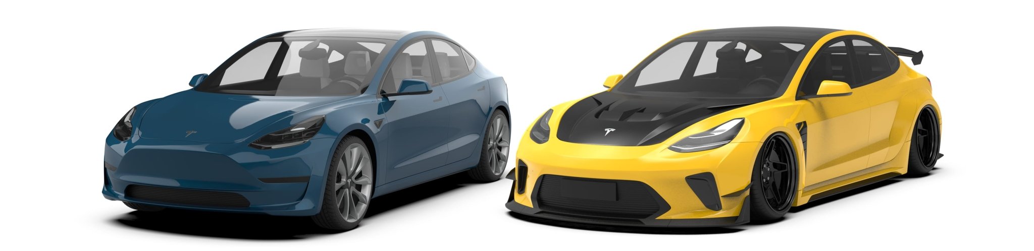 Robot Craftsman Tesla Model 3 2017 - 2023 “HACKER” Widebody FRP & Partial Carbon Full Kit Aftermarket Carbon Fiber Part / Bodykit - Robot Bodykits