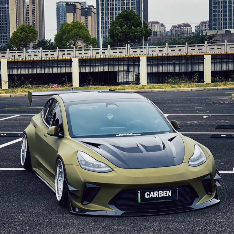 Robot Craftsman Tesla Model 3 2017 - 2023 “HACKER” Widebody FRP & Partial Carbon Full Kit Aftermarket Carbon Fiber Part / Bodykit - Robot Bodykits