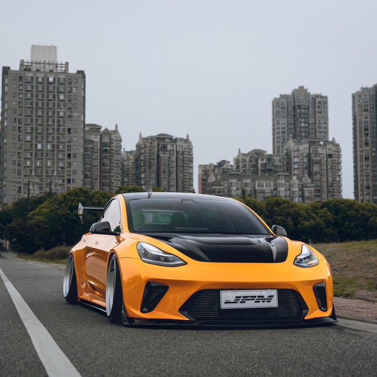 Robot Craftsman Tesla Model 3 2017 - 2023 “HACKER” Widebody FRP & Partial Carbon Full Kit Aftermarket Carbon Fiber Part / Bodykit - Robot Bodykits