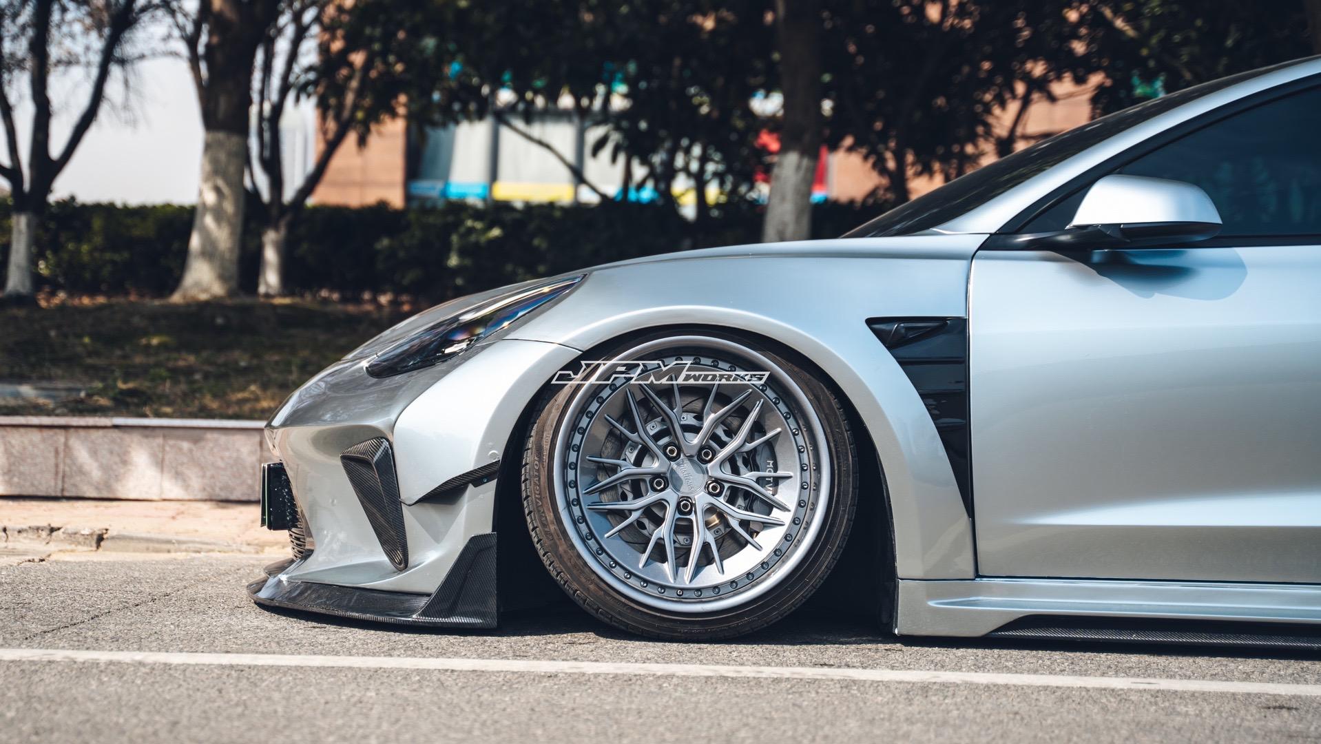 Robot Craftsman Tesla Model 3 2017-2023 “HACKER” Widebody FRP & Partial Carbon Full Kit Aftermarket Carbon Fiber Part / Bodykit - Robot Bodykits
