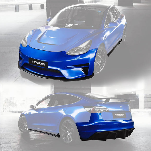 Robot Craftsman Tesla Model 3 "Crypton" Fibre Glass Reinforced Plastic Complete Body Kit (FRP) Aftermarket Carbon Fiber Part / Bodykit - Robot Bodykits