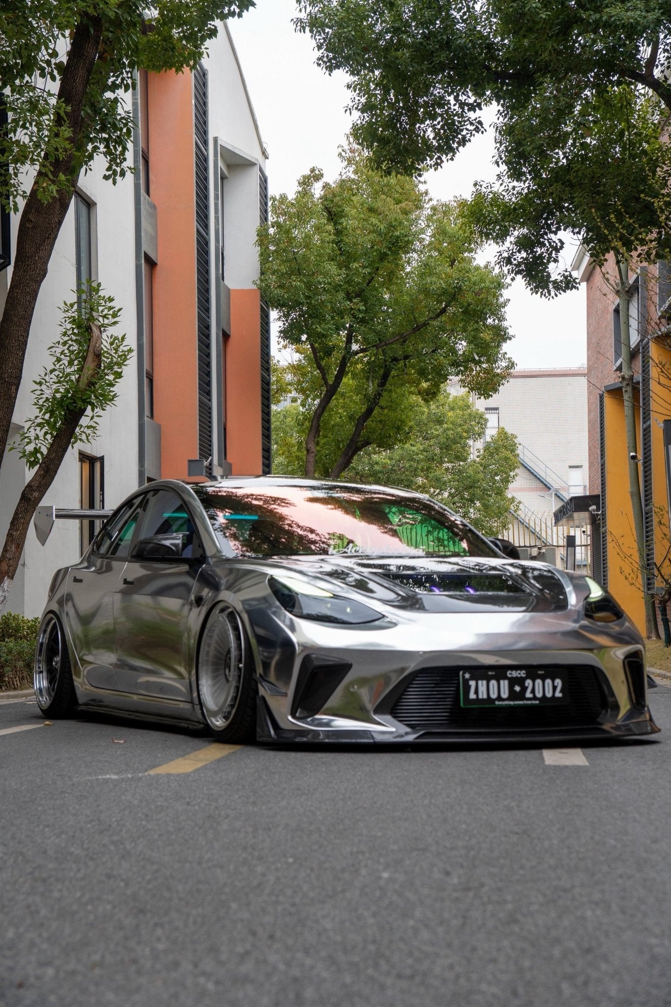Robot Craftsman Tesla Model 3 “HACKER” Front Bumper & Front Lip (2017–2023 pre - facelift) Aftermarket Carbon Fiber Part / Bodykit - Robot Bodykits
