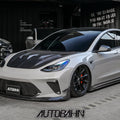 Robot Craftsman Tesla Model 3 “HACKER” Front Bumper & Front Lip (2017–2023 pre - facelift) Aftermarket Carbon Fiber Part / Bodykit - Robot Bodykits