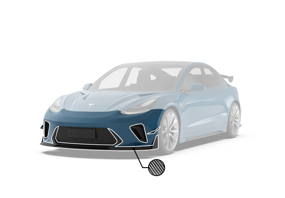 Robot Craftsman Tesla Model 3 “HACKER” Front Bumper & Front Lip (2017–2023 pre - facelift) Aftermarket Carbon Fiber Part / Bodykit - Robot Bodykits