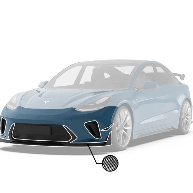 Robot Craftsman Tesla Model 3 “HACKER” Front Bumper & Front Lip (2017–2023 pre - facelift) Aftermarket Carbon Fiber Part / Bodykit - Robot Bodykits