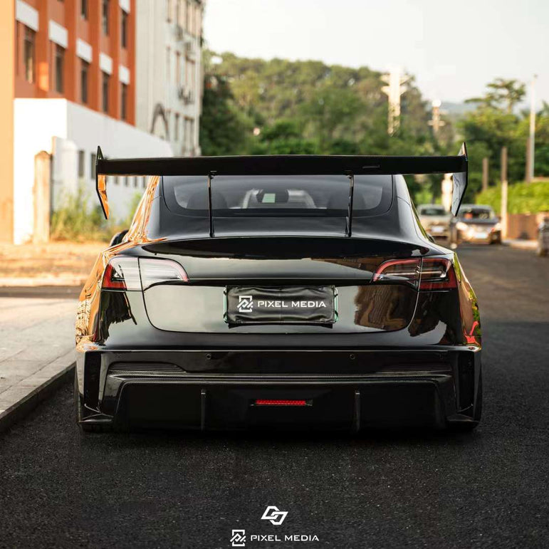 Robot Craftsman Tesla Model 3 “HACKER” GT Wing Aftermarket Carbon Fiber Part / Bodykit - Robot Bodykits