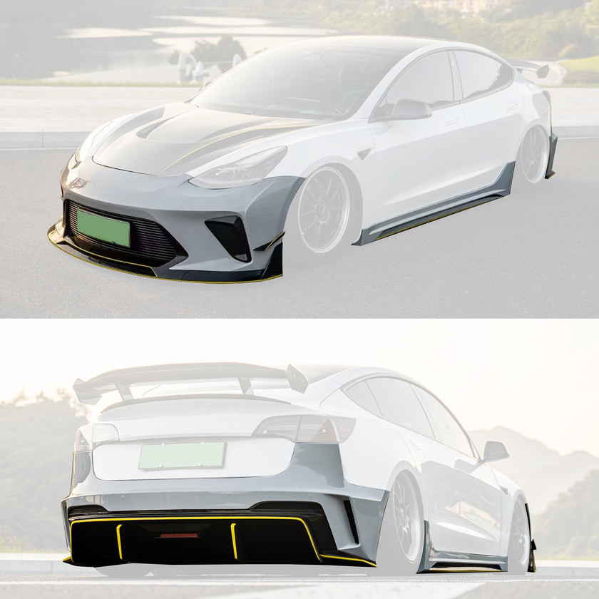 Robot Craftsman Tesla Model 3 “HACKER” Narrowbody Fibre Glass Reinforced Plastic Complete Body Kit (FRP) Aftermarket Carbon Fiber Part / Bodykit - Robot Bodykits