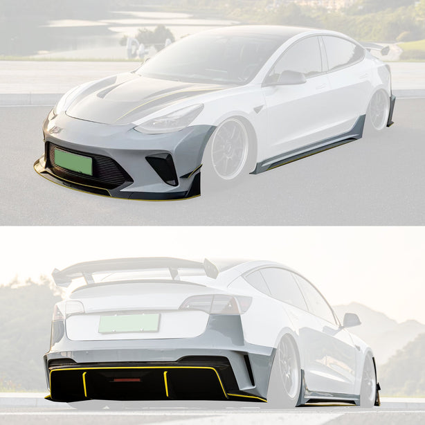 Robot Craftsman Tesla Model 3 “HACKER” Narrowbody Fibre Glass Reinforced Plastic Complete Body Kit (FRP) Aftermarket Carbon Fiber Part / Bodykit - Robot Bodykits