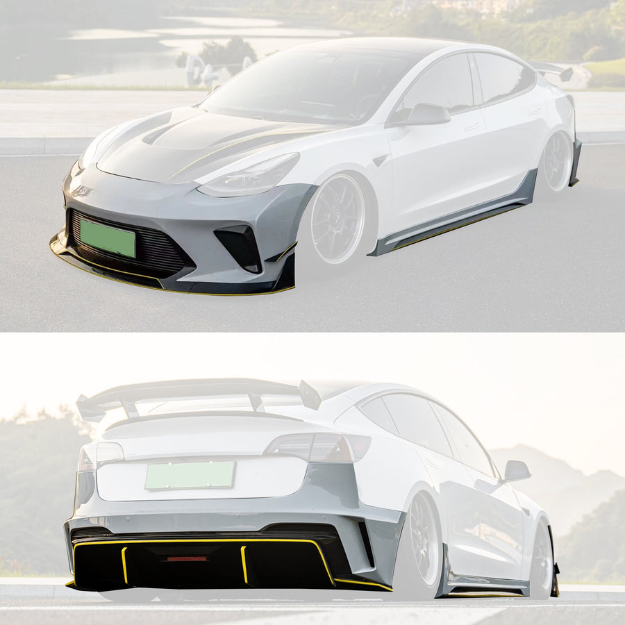 Robot Craftsman Tesla Model 3 “HACKER” Narrowbody Fibre Glass Reinforced Plastic Complete Body Kit (FRP)