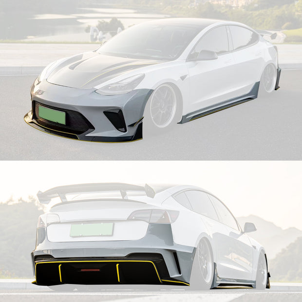 Robot Craftsman Tesla Model 3 “HACKER” Narrowbody Fibre Glass Reinforced Plastic Complete Body Kit (FRP) Aftermarket Carbon Fiber Part / Bodykit - Robot Bodykits