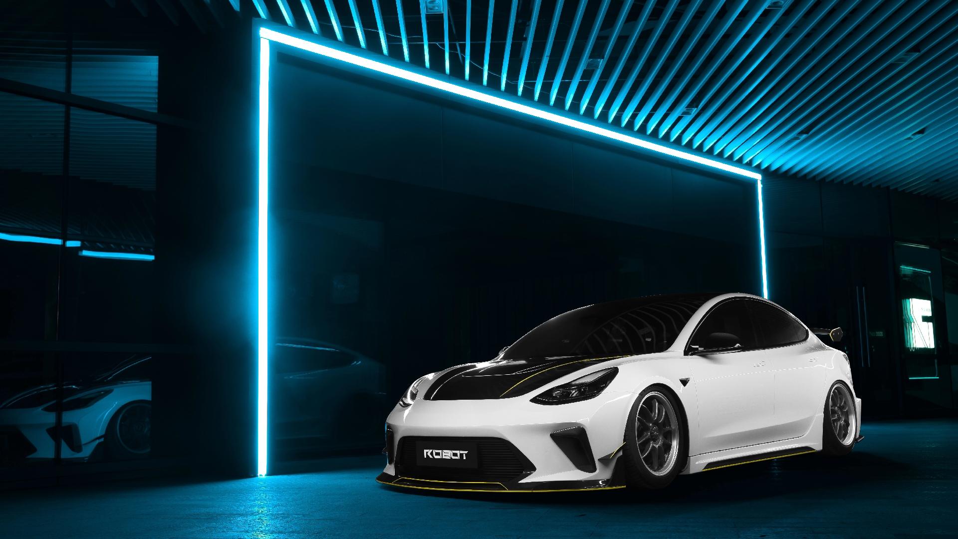 Robot Craftsman Tesla Model 3 “HACKER” Narrowbody Fibre Glass Reinforced Plastic Complete Body Kit (FRP) Aftermarket Carbon Fiber Part / Bodykit - Robot Bodykits
